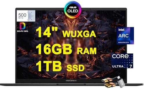 ASUS Zenbook A14 - Laptop WUXGA OLED de 14 pulgadas (100% DCI-P3, 600nits HDR) Qualcomm Snapdragon X Plus de 8 núcleos (hasta 45 superiores) 16 GB DDR5 512 GB SSD para Creator Business Professional Win11 ICP Hub