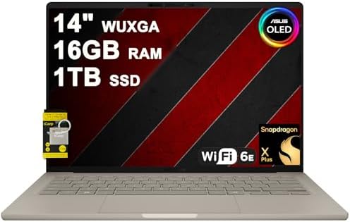 ASUS Zenbook A14 - Laptop WUXGA OLED de 14 pulgadas (100% DCI-P3, 600nits HDR) Qualcomm Snapdragon X Plus de 8 núcleos (hasta 45 superiores) 16 GB DDR5 512 GB SSD para Creator Business Professional Win11 ICP Hub