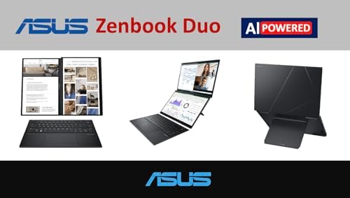 ASUS Zenbook DUO AI Powered 2 in 1 Laptop 14 0 Touchscreen OLED WUXGA Display  Intel Ultra 9 285H  32GB LPDDR5X  2TB PCIe SSD  Backlit KB  2 Thunderbolt 4  WiFi 7  Win 11 Pro  w/DKZ USB Port Expander