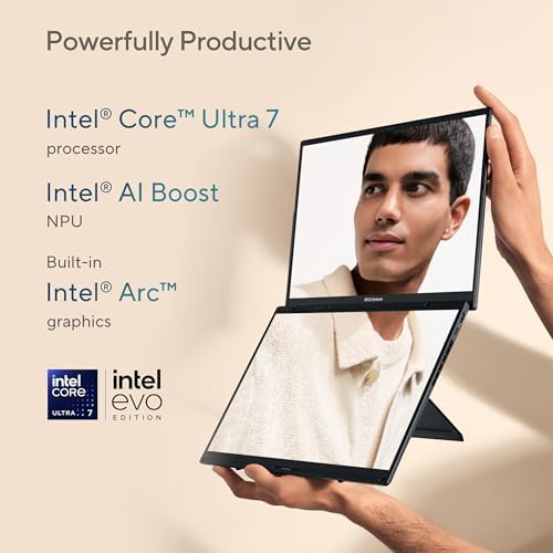 ASUS Zenbook DUO Laptop  Dual 14  OLED 3K 120Hz Touch Display  Evo  Intel Core Ultra 9 285H  Intel Arc Graphics  32GB RAM  1TB SSD  Windows 11  UX8406CA PS99T