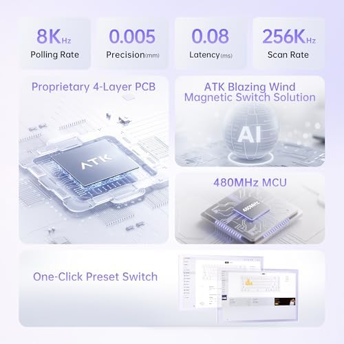 ATK 68 RX Hall Effect Gaming Keyboard  65  68 Key Esports Mechanical  Adjustable Magnetic Actuation 0 005 3 3 mm in 0 001 mm Steps  Tray Mount with Aluminum Plate  Black  Primordial Switch