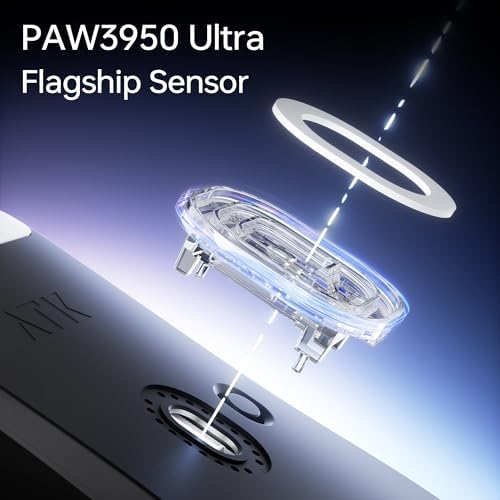 ATK Blazing Sky F1 V2 Wireless Gaming Mouse  54 g  PAW3395 Ultra Sensor  Nordic 54L15 MCU  Mechanical Switches  Dual 8K  Tri Mode 2 4G/Bluetooth/Wired  600H Battery  Ultra Max  Black