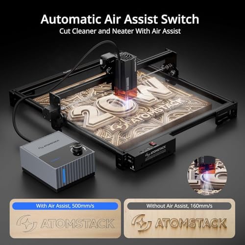ATOMSTACK 20W A20 PRO V2 Laser Engraver with Auto Air Assist  0 06mm High Accuracy Laser Cutter for Wood  Metal  Acrylic and Glass  Professional DIY Laser Engraving Machine with Eye Protection