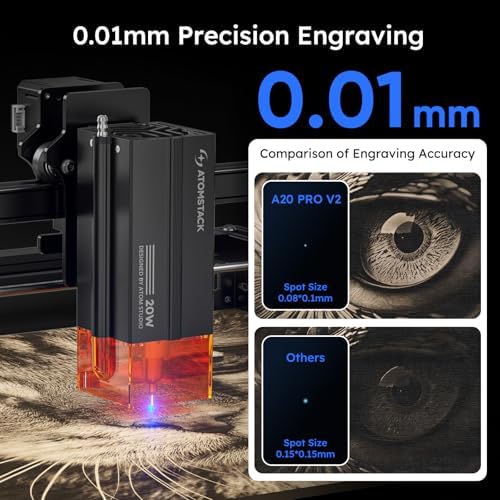 ATOMSTACK 20W A20 PRO V2 Laser Engraver with Auto Air Assist  0 06mm High Accuracy Laser Cutter for Wood  Metal  Acrylic and Glass  Professional DIY Laser Engraving Machine with Eye Protection