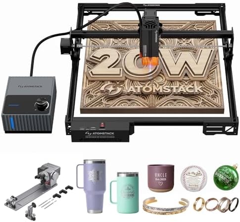 ATOMSTACK 20W A20 PRO V2 Laser Engraver with Auto Air Assist  0 06mm High Accuracy Laser Cutter for Wood  Metal  Acrylic and Glass  Professional DIY Laser Engraving Machine with Eye Protection