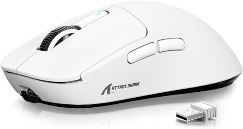 ATTACK SHARK X3 Wireless Gaming Mouse  49g Ergonomic Computer Mouse  Triple Modes PAW3395 26K DPI Optical Sensor  200h Battery Life  Programmable Buttons  Gaming Accessories for PC/Laptop/Mac  White 