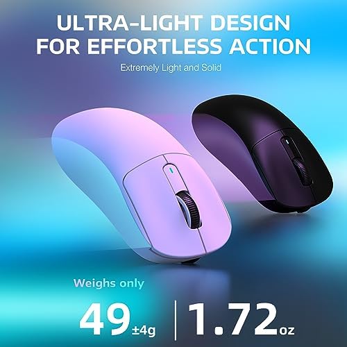 ATTACK SHARK X3 Wireless Gaming Mouse  49g Ergonomic Computer Mouse  Triple Modes PAW3395 26K DPI Optical Sensor  200h Battery Life  Programmable Buttons  Gaming Accessories for PC/Laptop/Mac  White 