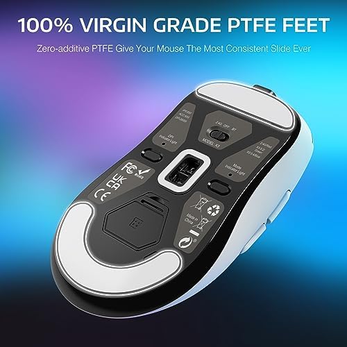 ATTACK SHARK X3 Wireless Gaming Mouse  49g Ergonomic Computer Mouse  Triple Modes PAW3395 26K DPI Optical Sensor  200h Battery Life  Programmable Buttons  Gaming Accessories for PC/Laptop/Mac  White 