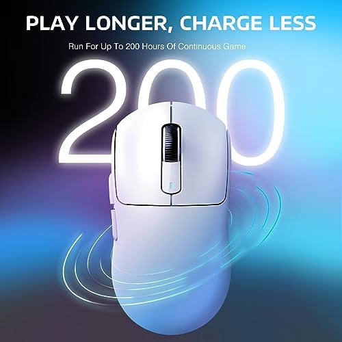 ATTACK SHARK X3 Wireless Gaming Mouse  49g Ergonomic Computer Mouse  Triple Modes PAW3395 26K DPI Optical Sensor  200h Battery Life  Programmable Buttons  Gaming Accessories for PC/Laptop/Mac  White 