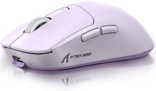 ATTACK SHARK X3 Wireless Gaming Mouse  49g Ergonomic Computer Mouse  Triple Modes PAW3395 26K DPI Optical Sensor  200h Battery Life  Programmable Buttons  Gaming Accessories for PC/Laptop/Mac  White 