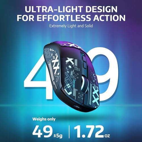 ATTACK SHARK X6 49g Superlight Wireless Gaming Mouse with Magnetic RGB Charging Dock  Ultralight Mice PixArt PAW3395 Sensor  26000DPI  BT/2 4G/Wired Mouse  Griptape  200Hrs Battery for Win/Mac