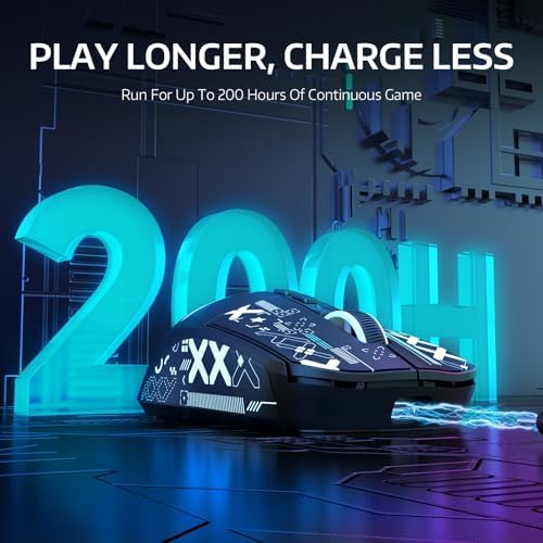 ATTACK SHARK X6 49g Superlight Wireless Gaming Mouse with Magnetic RGB Charging Dock  Ultralight Mice PixArt PAW3395 Sensor  26000DPI  BT/2 4G/Wired Mouse  Griptape  200Hrs Battery for Win/Mac