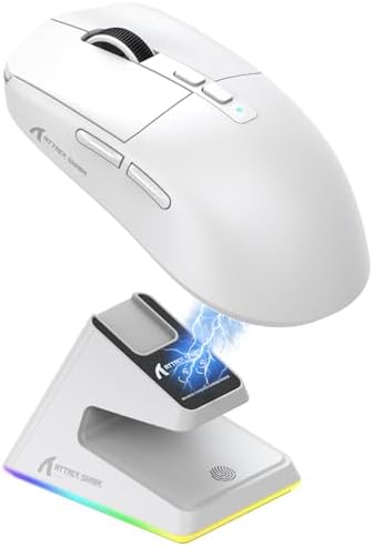 ATTACK SHARK X6 49g Superlight Wireless Gaming Mouse with Magnetic RGB Charging Dock  Ultralight Mice PixArt PAW3395 Sensor  26000DPI  BT/2 4G/Wired Mouse  Griptape  200Hrs Battery for Win/Mac