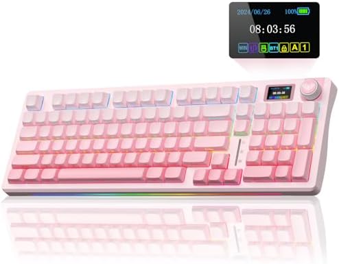 AULA S98 Pro Wireless Mechanical Keyboard Smart Screen & Knob Tri Mode BT5 0/USB C/2 4GHz Creamy Keyboard Pre lubed Linear Switches Hot Swappable RGB Backlit Computer Gaming Keyboards