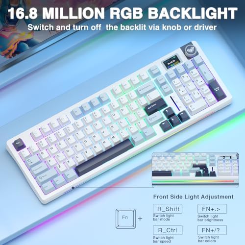 AULA S98 Pro Wireless Mechanical Keyboard Smart Screen & Knob Tri Mode BT5 0/USB C/2 4GHz Creamy Keyboard Pre lubed Linear Switches Hot Swappable RGB Backlit Computer Gaming Keyboards