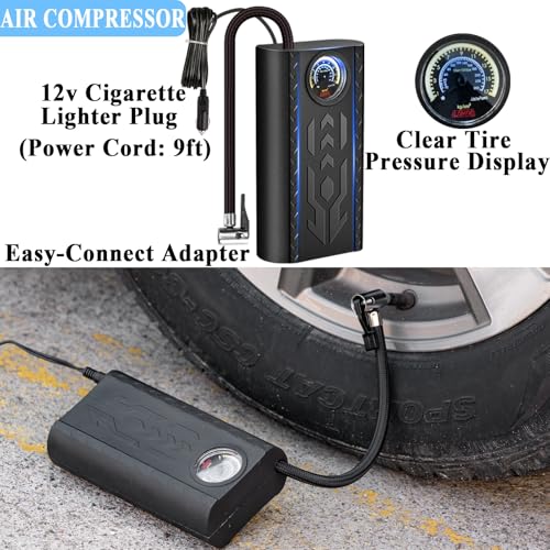 AUTODECO Car Emergency Roadside kit with Scissor Jack Air Compressor Jumper Cables Car Safety Kit Air Wedge Bag Pump Safety Kit