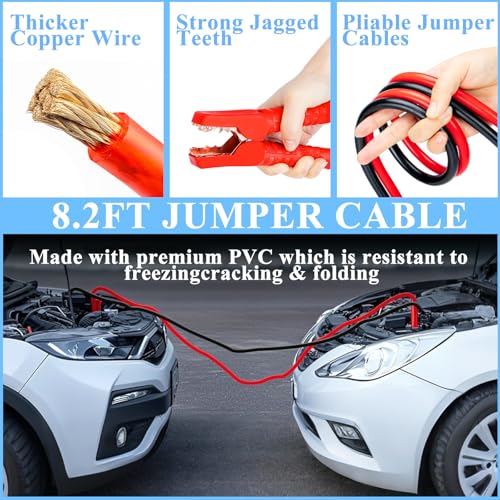 AUTODECO Car Emergency Roadside kit with Scissor Jack Air Compressor Jumper Cables Car Safety Kit Air Wedge Bag Pump Safety Kit