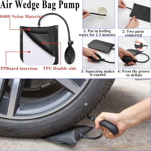 AUTODECO Car Emergency Roadside kit with Scissor Jack Air Compressor Jumper Cables Car Safety Kit Air Wedge Bag Pump Safety Kit