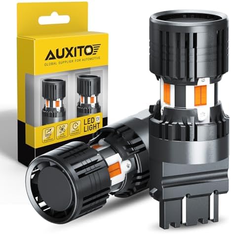 AUXITO CANBUS 3157 LED Bulbs Amber Yellow with Built in Resistor 3156 3457A 4057 4157 Anti Hyper Flash Error Free Front Rear Turn Signal Lights and Blinker Maker DRL Parking Lights  Pack of 2