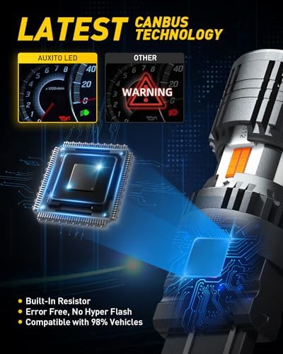 AUXITO CANBUS 3157 LED Bulbs Amber Yellow with Built in Resistor 3156 3457A 4057 4157 Anti Hyper Flash Error Free Front Rear Turn Signal Lights and Blinker Maker DRL Parking Lights  Pack of 2