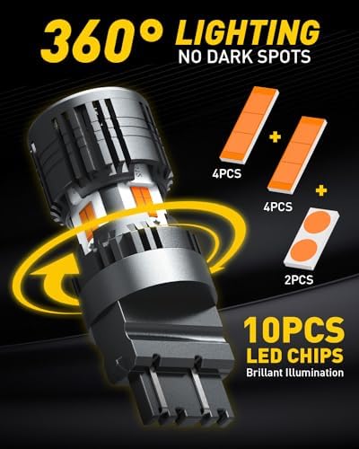 AUXITO CANBUS 3157 LED Bulbs Amber Yellow with Built in Resistor 3156 3457A 4057 4157 Anti Hyper Flash Error Free Front Rear Turn Signal Lights and Blinker Maker DRL Parking Lights  Pack of 2