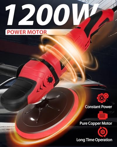 AVID POWER Car Buffer Polisher  6 Variable Speed 1000 3500 RPM  Rotary Buffer Waxer Kit with 6 inch and 7 Inch Backing Plate  1200W Car Polisher for Car Detailing  Polishing  Waxing