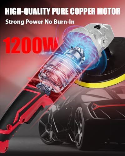 AVID POWER Car Buffer Polisher  6 Variable Speed 1000 3500 RPM  Rotary Buffer Waxer Kit with 6 inch and 7 Inch Backing Plate  1200W Car Polisher for Car Detailing  Polishing  Waxing