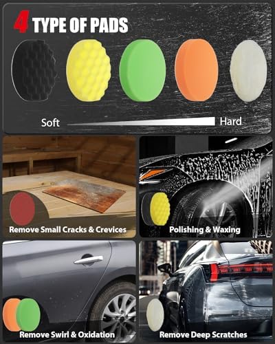 AVID POWER Car Buffer Polisher  6 Variable Speed 1000 3500 RPM  Rotary Buffer Waxer Kit with 6 inch and 7 Inch Backing Plate  1200W Car Polisher for Car Detailing  Polishing  Waxing