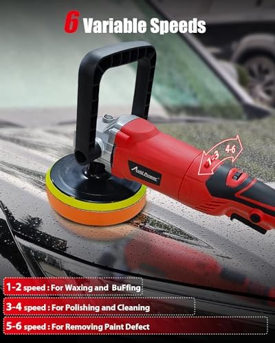 AVID POWER Car Buffer Polisher  6 Variable Speed 1000 3500 RPM  Rotary Buffer Waxer Kit with 6 inch and 7 Inch Backing Plate  1200W Car Polisher for Car Detailing  Polishing  Waxing