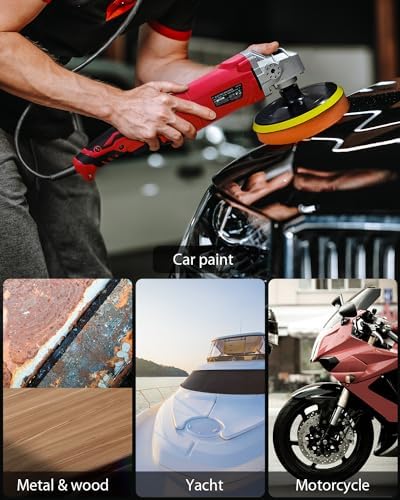 AVID POWER Car Buffer Polisher  6 Variable Speed 1000 3500 RPM  Rotary Buffer Waxer Kit with 6 inch and 7 Inch Backing Plate  1200W Car Polisher for Car Detailing  Polishing  Waxing