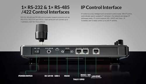 AVKANS PowerJoy PTZ Camera Joystick Controller  IP NDI PTZ Camera Controller Keyboard with 4D Joystick for Worship Church Live Streaming  NDI License Included  PTZ Controller with 5 inch Screen 