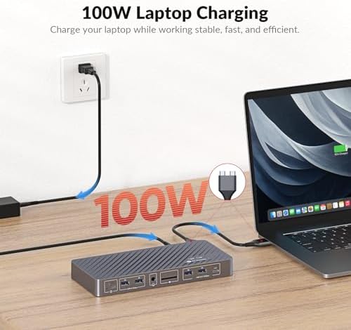AV Access KVM Switch Docking Station for MacBook  USB C KVM Switch 2 Monitors 2 Computers  4K Dual HDMI Displays  1 Laptop&1 Desktop Switching  Plug&Play  Ethernet  100W Power Delivery  EDID Emulation
