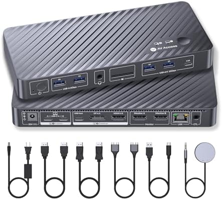 AV Access KVM Switch Docking Station for MacBook  USB C KVM Switch 2 Monitors 2 Computers  4K Dual HDMI Displays  1 Laptop&1 Desktop Switching  Plug&Play  Ethernet  100W Power Delivery  EDID Emulation