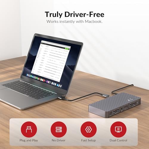 AV Access KVM Switch Docking Station for MacBook  USB C KVM Switch 2 Monitors 2 Computers  4K Dual HDMI Displays  1 Laptop&1 Desktop Switching  Plug&Play  Ethernet  100W Power Delivery  EDID Emulation