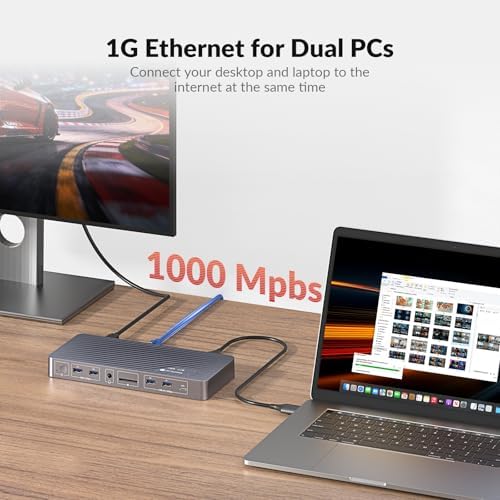 AV Access KVM Switch Docking Station for MacBook  USB C KVM Switch 2 Monitors 2 Computers  4K Dual HDMI Displays  1 Laptop&1 Desktop Switching  Plug&Play  Ethernet  100W Power Delivery  EDID Emulation