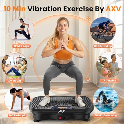 AXV Vibration Plate Fitness Platform Exercise Machine Vibrating Shaking Full Body Shaker Workout Vibrate Stand Shake Board Sport Gym for Weight Loss Fat Burner for Women Men