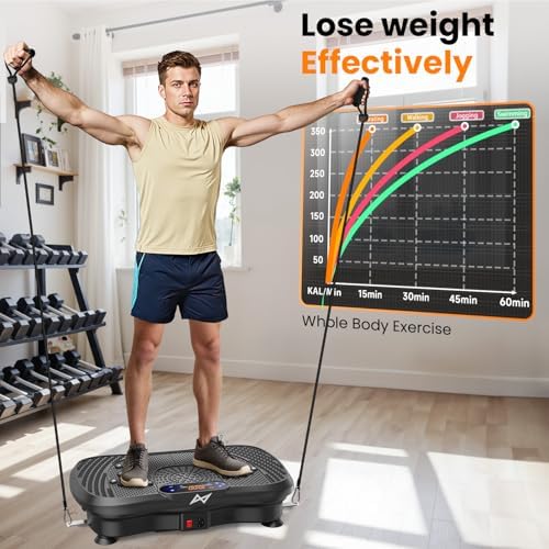 AXV Vibration Plate Fitness Platform Exercise Machine Vibrating Shaking Full Body Shaker Workout Vibrate Stand Shake Board Sport Gym for Weight Loss Fat Burner for Women Men