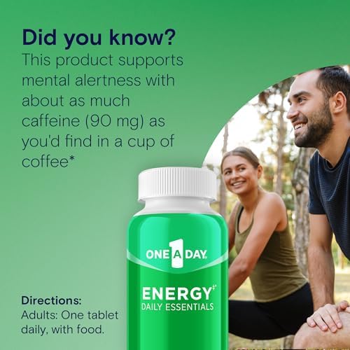 A Day Energy Daily Essentials Multivitamin  Energy Supplement to Support Mental Alertness and Immune Health with Vitamins A C  D  E  Zinc and Caffeine  120 Count  Pack of 2 