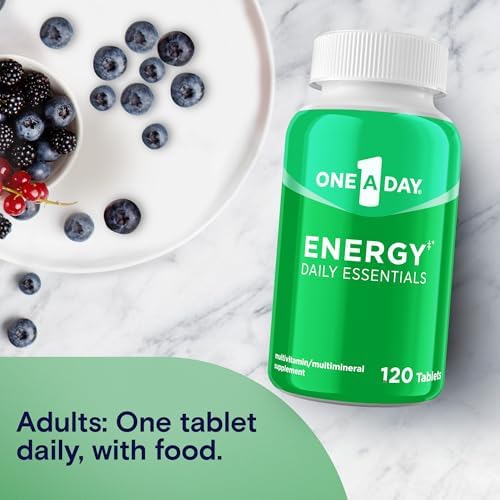 A Day Energy Daily Essentials Multivitamin  Energy Supplement to Support Mental Alertness and Immune Health with Vitamins A C  D  E  Zinc and Caffeine  120 Count  Pack of 2 