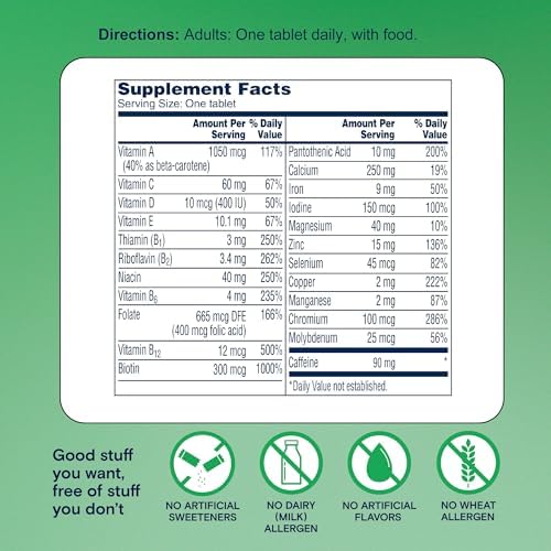 A Day Energy Daily Essentials Multivitamin  Energy Supplement to Support Mental Alertness and Immune Health with Vitamins A C  D  E  Zinc and Caffeine  120 Count  Pack of 2 