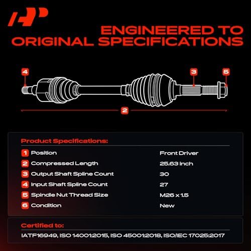 A Premium CV Axle Shaft Assembly Compatible with Honda CR V 2015 2016  L4 2 4L  Front Left Driver Side  Replace# 44306T1WA01
