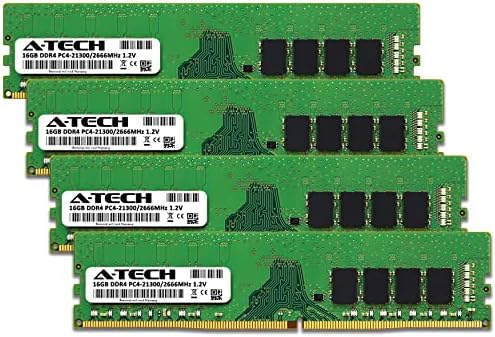 A Tech 64GB  4x16GB  DDR4 2666 MHz UDIMM PC4 21300  PC4 2666V  CL19 DIMM Non ECC Desktop RAM Memory Modules