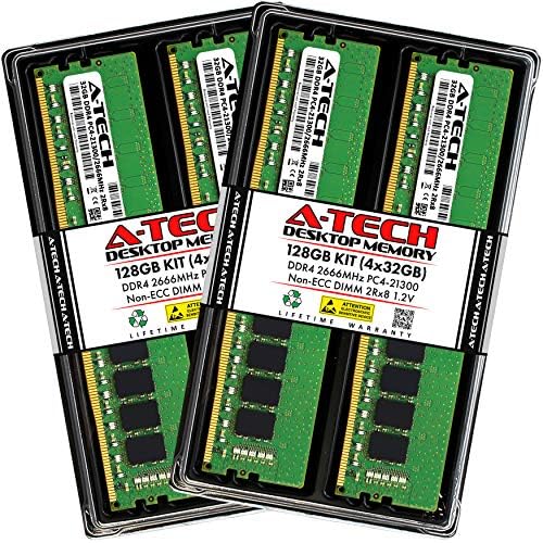 A Tech 64GB  4x16GB  DDR4 2666 MHz UDIMM PC4 21300  PC4 2666V  CL19 DIMM Non ECC Desktop RAM Memory Modules