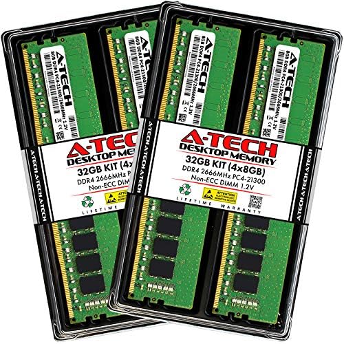 A Tech 64GB  4x16GB  DDR4 2666 MHz UDIMM PC4 21300  PC4 2666V  CL19 DIMM Non ECC Desktop RAM Memory Modules