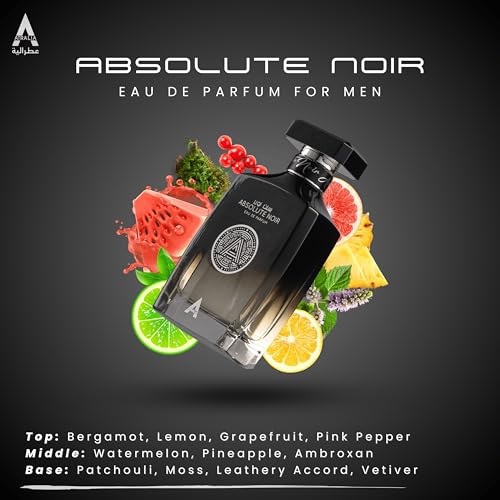 Absolute Noir Eau De Parfum for Men 100Ml 3 4Oz   Luxurious and Long Lasting Fragrances with Top Notes of Bergamot  Lemon  Grapefruit  Pink Pepper
