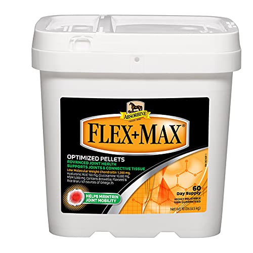 Absorbine Flex Max Horse Joint Supplement Pellets  Highly Palatable  Comprehensive Equine Formula with Glucosamine  MSM  Chondroitin & Flaxseed  10lb Tub / 60 Day Supply
