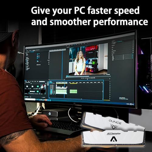 Acclamator DDR4 RAM 32GB  2x16GB  3200MHz PC4 25600 XMP CL18 1 35V 288 pin Desktop PC Memory Module with Heatsink White Suitable for Gaming and Office Work