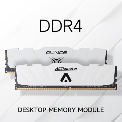 Acclamator DDR4 RAM 32GB  2x16GB  3200MHz PC4 25600 XMP CL18 1 35V 288 pin Desktop PC Memory Module with Heatsink White Suitable for Gaming and Office Work