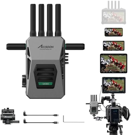 Accsoon CineView Master 4K SDI HDMI Wireless Video Transmitter&Receiver  2 4Ghz 5Ghz 6GHz Tri Band 8202ft Range 25 ms Latency  4K60/1080p60 1 Wired iOS 4 App Monitoring  Real time Live Stream 1TX 1RX