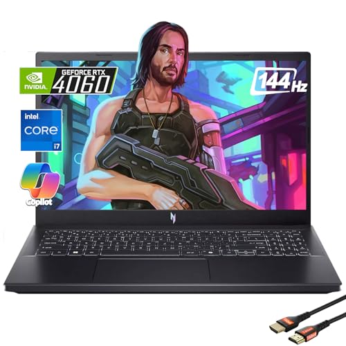 Acer 2024 Nitro V AI Powered Gaming Laptop   13th Gen Intel Core i7 13620H Processor   NVIDIA GeForce RTX 4060   15 6 FHD IPS 144Hz Display   MUX Switch  w/HDMI Cable  64GB RAM   2TB PCIe SSD 